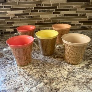 Vintage Raffia Ware Thermal Cups